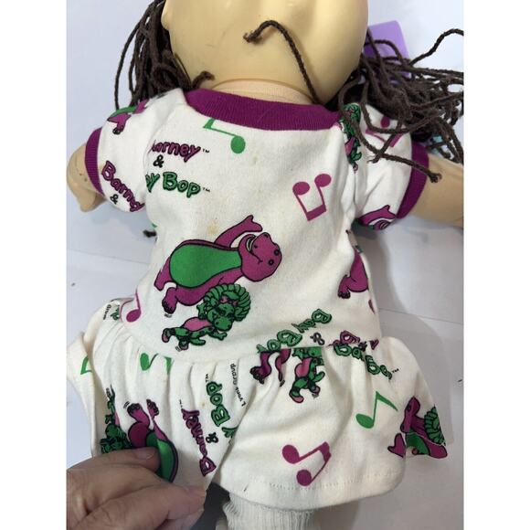 1990 Vintage Cabbage Patch Crimp and Curl Doll Hasbro barney dress hair tools - Picture 5 of 7